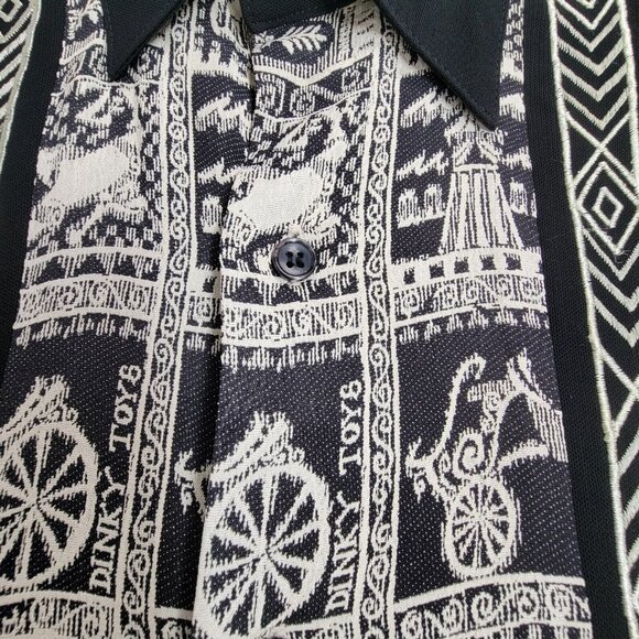 Vintage Husky Club Men Small Black White Embroidered Button Up Shirt Long Sleeve - Picture 8 of 9